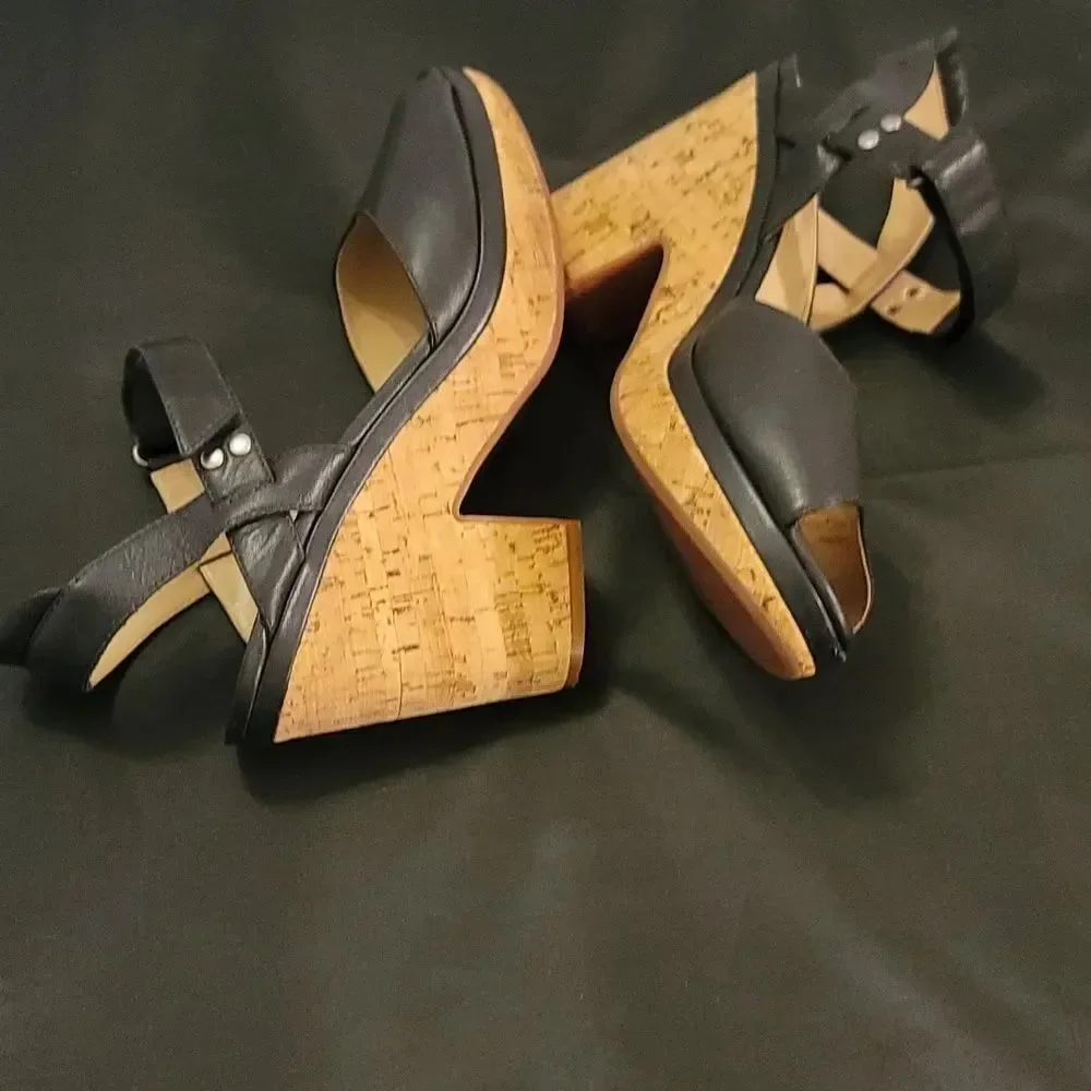 WEDGE PEEP TOE ADJUSTABLE BUCKLE WOMENS SANDAL